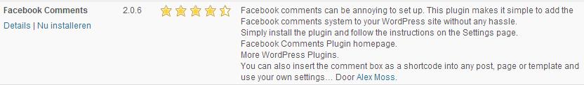 Wordpress plugin Facebook comments